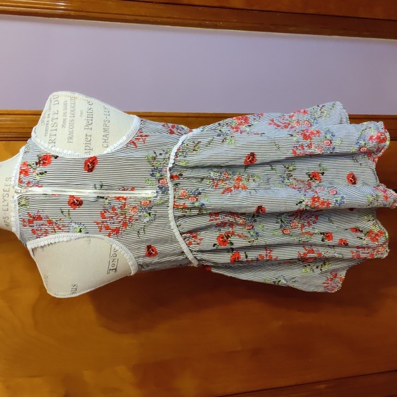 Staccato Striped Floral Peplum Tunic Top Sz M - Picture 4 of 5